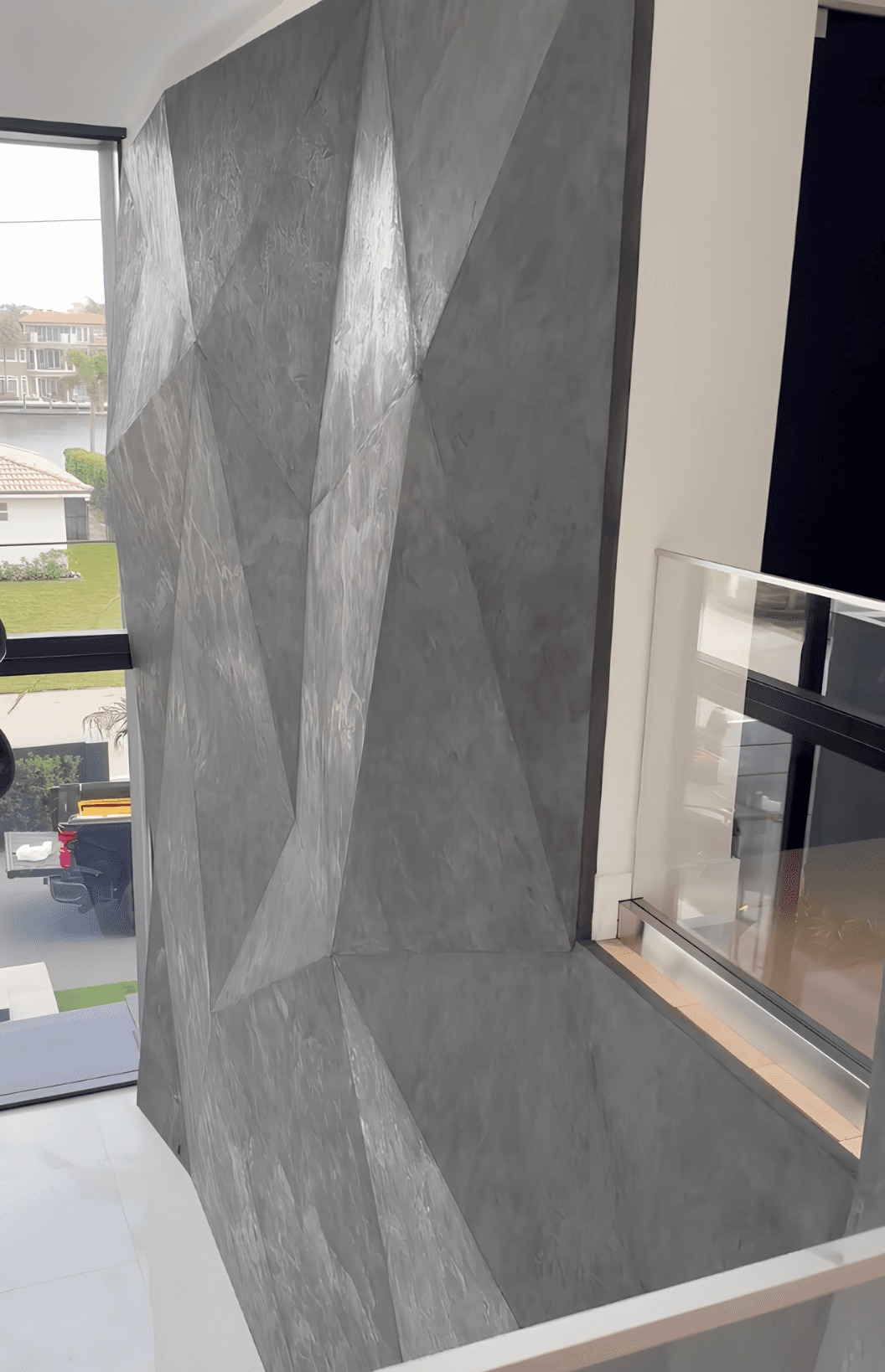 Brutalist raw concrete-effect plaster