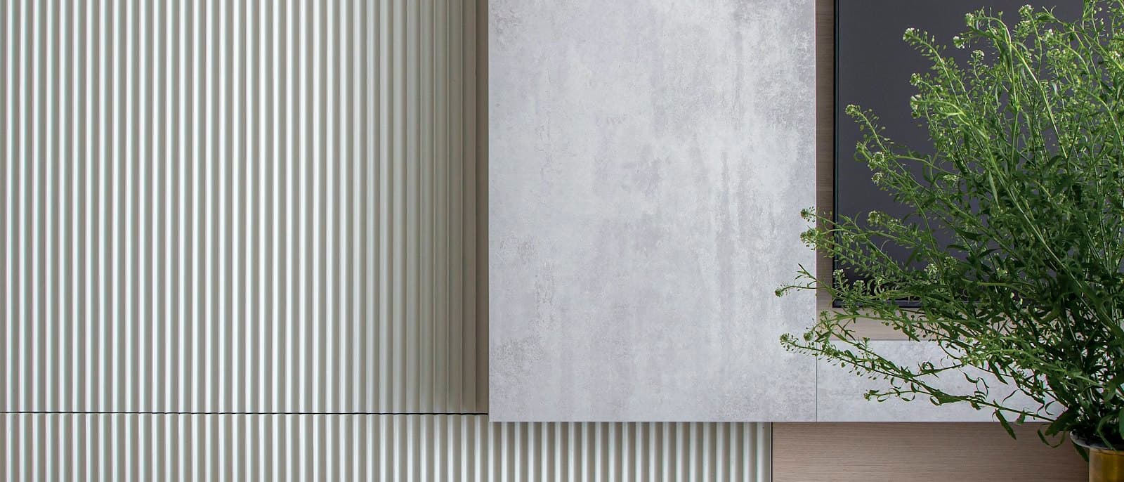 Interior with a textured plaster feature wall